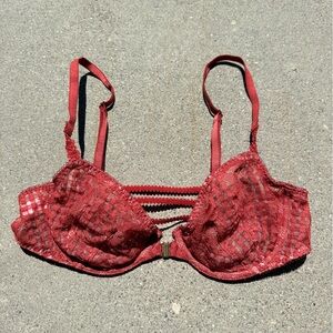 Victoria’s Secret Burnt Orange Red Lace Bralette Bra size 34B
